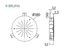 MEDIDAS ROCIADOR DUCHA EMPOTRADO Ø 38cm BRUMA